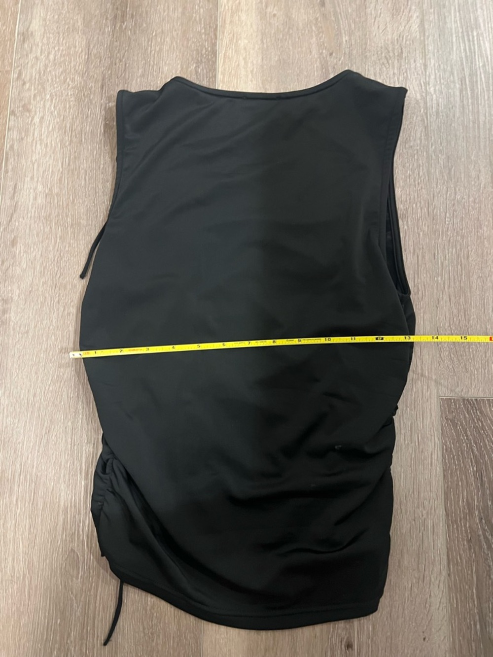 White Fox Black Ruched Drawstring Crop Top - Picture 5 of 5
